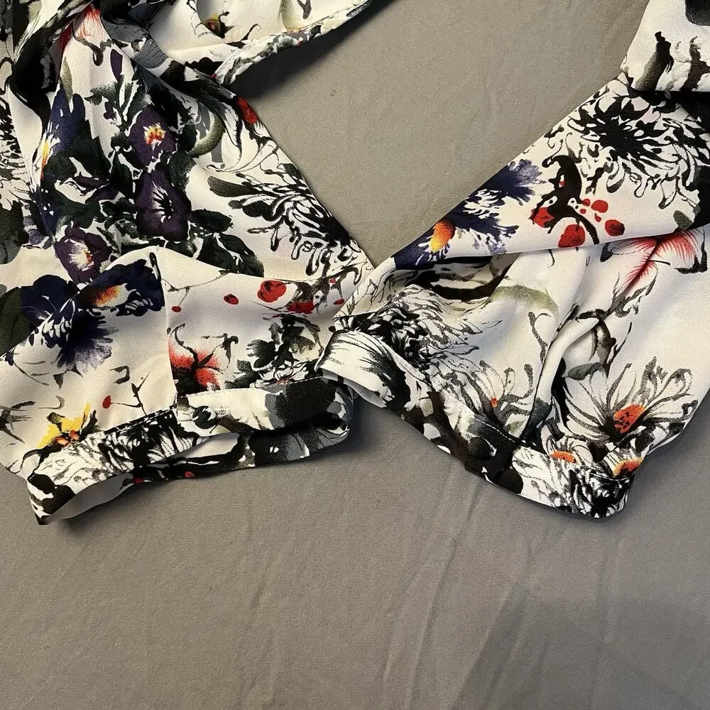 Dalia Blouse Womens 1X Floral Multicolored 3/4 Sleeve Boho Artsy Abstract - Picture 9 of 13